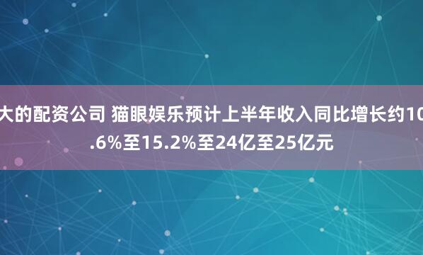 大的配资公司 猫眼娱乐预计上半年收入同比增长约10.6%至15.2%至24亿至25亿元